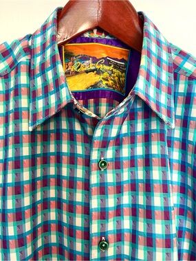 Robert Graham Mojave Large Checks Short Sleeve Shirt 1XL-Big